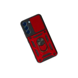 Newface Samsung Galaxy S23 Fe Kılıf Pars Lens Yüzüklü Silikon - Kırmızı