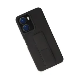 Newface Vivo Y16 Kılıf Mega Standlı Silikon - Siyah