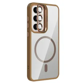 Joko Samsung Galaxy S25 Remim Lensli Magsafe Standlı Kapak - Kahverengi