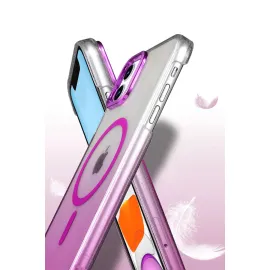 Newface Apple Iphone 12 Glossy Magsafe Kapak - Pembe