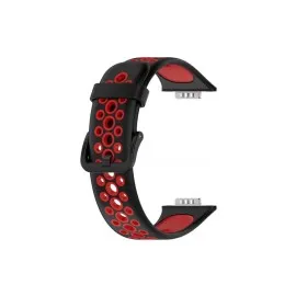 Newface Huawei Watch Fit 2 Spor Delikli Kordon - Siyah-Kırmızı