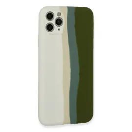 Newface Iphone 11 Pro Kılıf Ebruli Lansman Silikon - Beyaz-Yeşil
