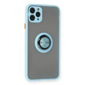 Newface Iphone 11 Pro Max Kılıf Montreal Yüzüklü Silikon Kapak - Buz Mavi