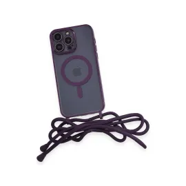 Newface Iphone 12 Pro Kılıf Divo Lazer Askılı Magsafe Kapak - Derin Mor