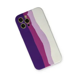 Newface Iphone 12 Pro Max Kılıf Ebruli Lansman Silikon - Mor-Beyaz