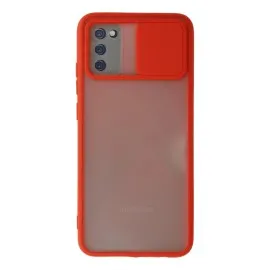 Newface Samsung Galaxy A03S Kılıf Palm Buzlu Kamera Sürgülü Silikon - Kırmızı