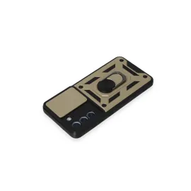 Newface Samsung Galaxy S21 Fe Kılıf Pars Lens Yüzüklü Silikon - Gold