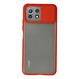 Newface Xiaomi Mi 11 Lite Kılıf Palm Buzlu Kamera Sürgülü Silikon - Kırmızı