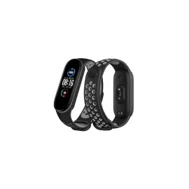 Newface Xiaomi Mi Band 6 Spor Delikli Kordon - Siyah-Gri