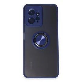 Newface Xiaomi Redmi Note 12 4G Kılıf Montreal Yüzüklü Silikon Kapak - Lacivert