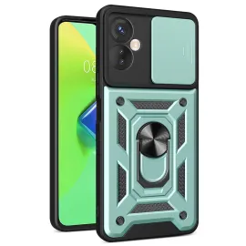 Newface İnfinix Hot 30 4G Kılıf Pars Lens Yüzüklü Silikon - Yeşil