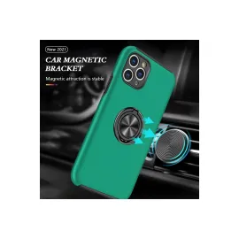 Newface Iphone 11 Pro Max Kılıf Elit Yüzüklü Kapak - Yeşil