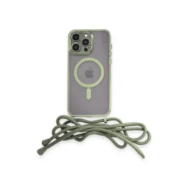 Newface Iphone 12 Pro Kılıf Divo Lazer Askılı Magsafe Kapak - Koyu Yeşil