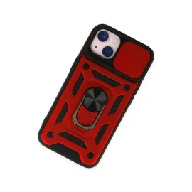 Newface Iphone 14 Kılıf Pars Lens Yüzüklü Silikon - Kırmızı