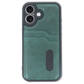 Newface Iphone 16 Kılıf Sara Kartvizitli Deri Kılıf - Koyu Yeşil