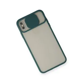 Newface Iphone Xs Max Kılıf Palm Buzlu Kamera Sürgülü Silikon - Yeşil