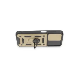 Newface Samsung Galaxy A14 4G Kılıf Pars Lens Yüzüklü Silikon - Gold