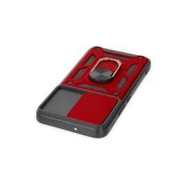 Newface Samsung Galaxy S24 Kılıf Pars Lens Yüzüklü Silikon - Kırmızı