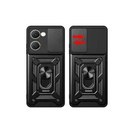 Newface Vivo Y18 Kılıf Pars Lens Yüzüklü Silikon - Siyah
