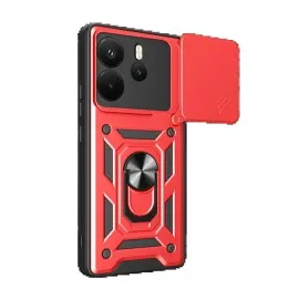 Newface Xiaomi Redmi Note 14 4G Pars Lens Yüzüklü Silikon - Kırmızı