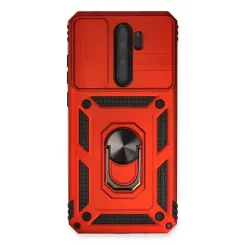 Newface Xiaomi Redmi Note 8 Pro Kılıf Pars Lens Yüzüklü Silikon - Kırmızı