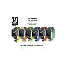 Movenchy Apple Watch 42Mm Mo-Wb1 Çift Renk Mıknatıslı Silikon Kordon - Siyah-Turuncu