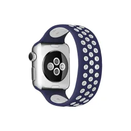 Newface Apple Watch 42Mm Ayarlı Delikli Silikon Kordon - Lacivert-Beyaz