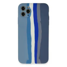 Newface Iphone 11 Pro Kılıf Ebruli Lansman Silikon - Mavi-Gri