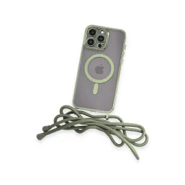 Newface Iphone 13 Pro Max Kılıf Divo Lazer Askılı Magsafe Kapak - Koyu Yeşil