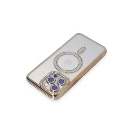 Newface Iphone 15 Pro Kılıf Joke Simli Magneticsafe Kılıf - Gold