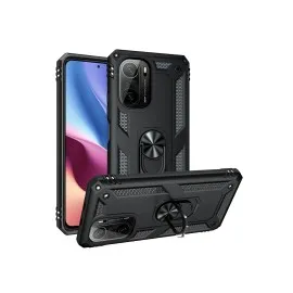 Newface Xiaomi Poco F3 Kılıf Sofya Yüzüklü Silikon Kapak - Siyah