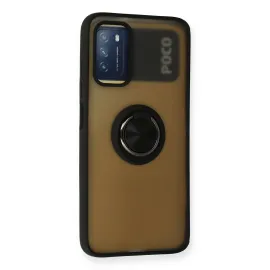 Newface Xiaomi Redmi 9T Kılıf Montreal Yüzüklü Silikon Kapak - Siyah
