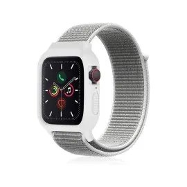 Newface Apple Watch 38Mm Hasırlı Cırtcırtlı Kasalı Kordon - Beyaz