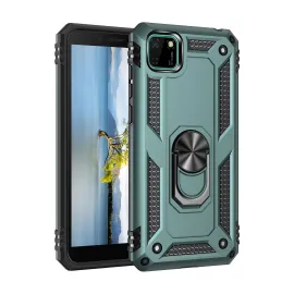 Newface Huawei Y5P Kılıf Sofya Yüzüklü Silikon Kapak - Yeşil