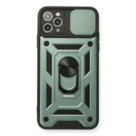 Newface Iphone 11 Pro Max Kılıf Pars Lens Yüzüklü Silikon - Yeşil