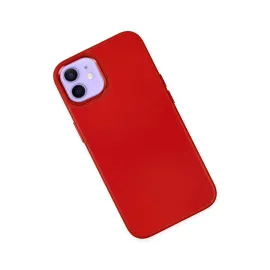 Newface Iphone 12 Kılıf Asya Deri Silikon - Kırmızı