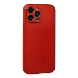 Newface Iphone 13 Pro Kılıf Coco Deri Silikon Kapak - Kırmızı