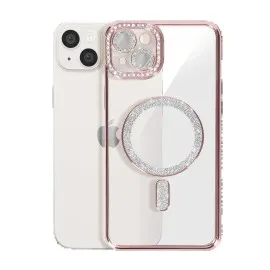 Newface Iphone 15 Kılıf Joke Simli Magneticsafe Kılıf - Pembe