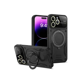 Newface Iphone 15 Pro Kılıf Joy Lens Standlı Kapak - Siyah