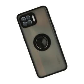 Newface Oppo Reno 4 Lite Kılıf Montreal Yüzüklü Silikon Kapak - Siyah