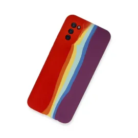 Newface Samsung Galaxy A03S Kılıf Ebruli Lansman Silikon - Kırmızı-Mor