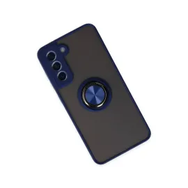 Newface Samsung Galaxy S21 FE Kılıf Montreal Yüzüklü Silikon Kapak - Lacivert