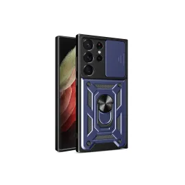 Newface Samsung Galaxy S23 Ultra Kılıf Pars Lens Yüzüklü Silikon - Lacivert