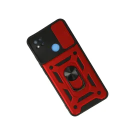 Newface Xiaomi Redmi 9C Kılıf Pars Lens Yüzüklü Silikon - Kırmızı