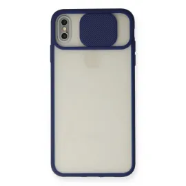 Newface Iphone Xs Max Kılıf Palm Buzlu Kamera Sürgülü Silikon - Lacivert