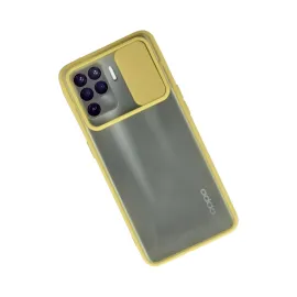 Newface Oppo Reno 5 Lite Kılıf Palm Buzlu Kamera Sürgülü Silikon - Sarı