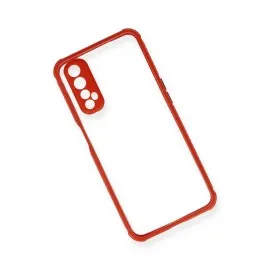 Newface Realme 7 Kılıf Miami Şeffaf Silikon - Kırmızı