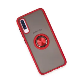 Newface Samsung Galaxy A70 Kılıf Montreal Yüzüklü Silikon Kapak - Kırmızı