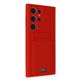 Newface Samsung Galaxy S24 Ultra Kılıf Kelvin Kartvizitli Silikon - Kırmızı
