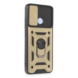 Newface Xiaomi Redmi 12C Kılıf Pars Lens Yüzüklü Silikon - Gold